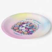 Niedlicher Einhorn-Rosa-Mädchen Geburtstag Pappteller (Schrägansicht)