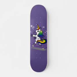 Niedlicher Einhorn Skateboarding Rainbow Cartoon L Skateboard