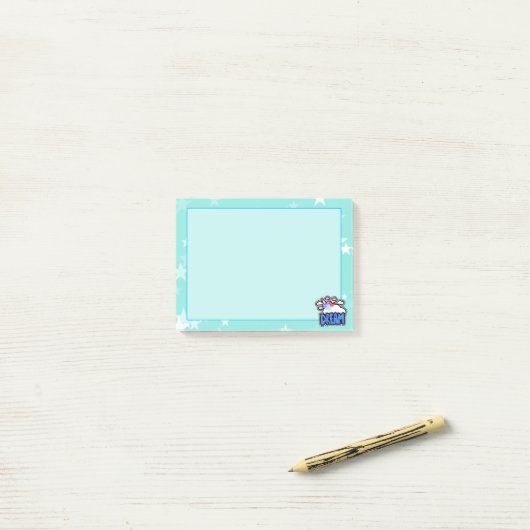 Niedlicher Einhorn-Traum | Blau | Sterne Post-it Klebezettel (Auf Schreibtisch)