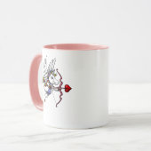 Niedlicher Einhorn-Valentinstag Cupid Tasse (Vorderseite Links)