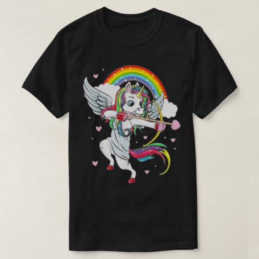 Niedlicher Einhorn Valentinstag Herzmuschel T-Shirt (Design vorne)
