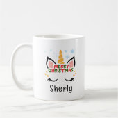 Niedlicher Einhorn Weihnachtsfest Individuelle Nam Kaffeetasse (Links)