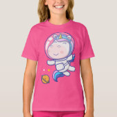 Niedlicher Einhornastronaut im All T-Shirt (Vorderseite)