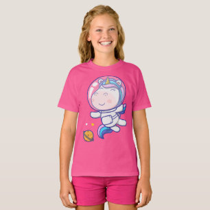Niedlicher Einhornastronaut im All T-Shirt