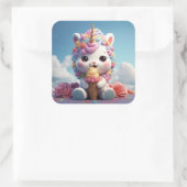 Niedlicher Einhornaufkleber Quadratischer Aufkleber (Tasche)