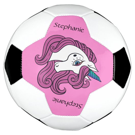Niedlicher Einhornball individuelle Name & Farbsoc Fußball (Gedreht)