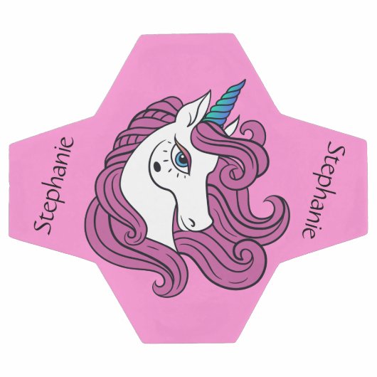 Niedlicher Einhornball individuelle Name & Farbsoc Fußball (Flach)