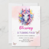 Niedlicher EinhornGeburtstag Einladung (Vorderseite)