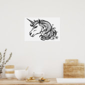 Niedlicher Einhornkopf zeichnend. Poster (Küche)