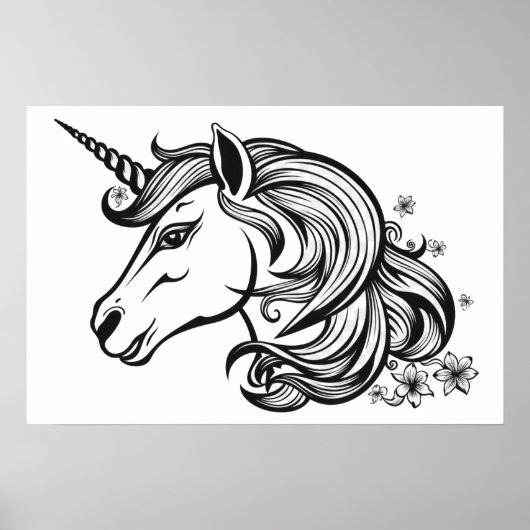 Niedlicher Einhornkopf zeichnend. Poster (Vorne)