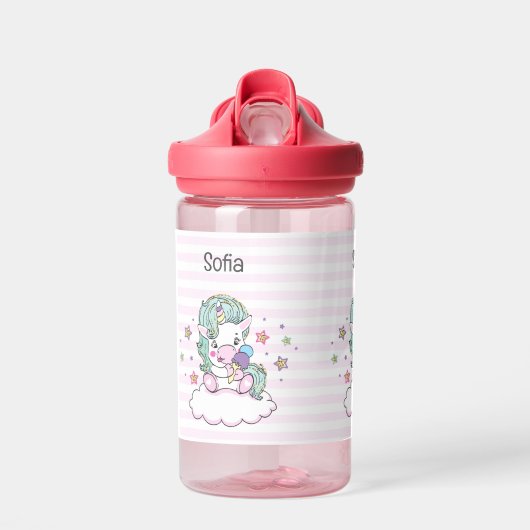 Niedlicher Einhornname für Kleinkinder Trinkflasche (Vorne)