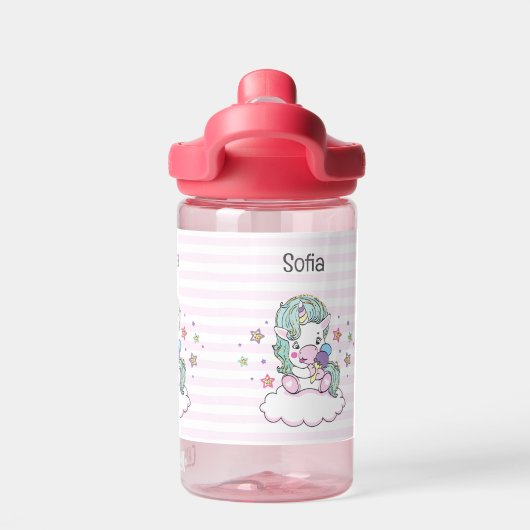 Niedlicher Einhornname für Kleinkinder Trinkflasche (Rückseite)