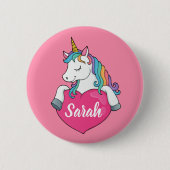 Niedlicher Einhornname Personalisiert Button (Vorderseite)