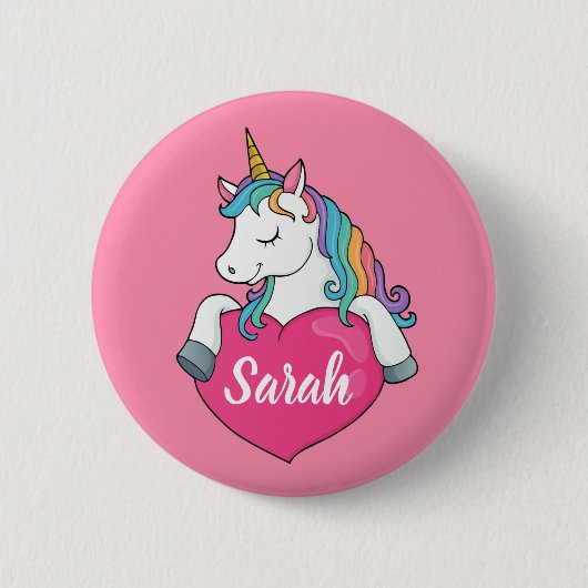 Niedlicher Einhornname Personalisiert Button (Vorderseite)