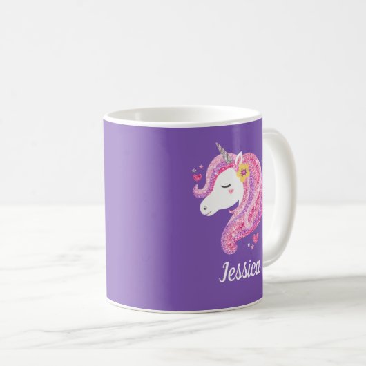 Niedlicher Einhornname Personalisiert Kaffeetasse (VorderseiteRechts)