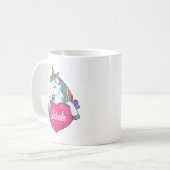 Niedlicher Einhornname Personalisiert  Kaffeetasse (Vorderseite Links)