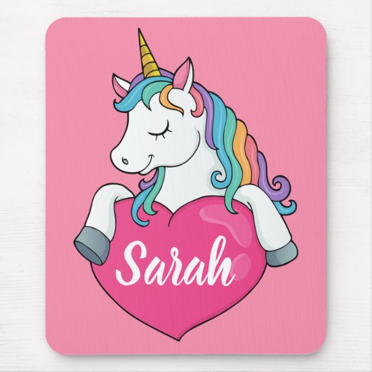 Niedlicher Einhornname Personalisiert Mousepad (Vorne)