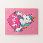 Niedlicher Einhornname Personalisiert Puzzle (Horizontal)