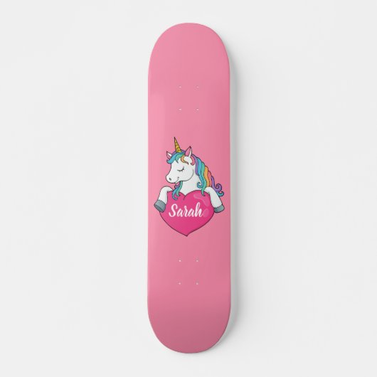 Niedlicher Einhornname Personalisiert Skateboard (Vorne)
