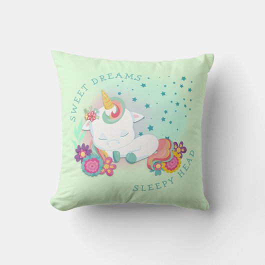 Niedlicher Einhornname Sweet Dreams Sleepy Head Gr Kissen (Vorderseite)