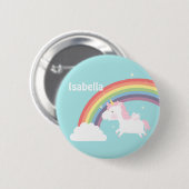Niedlicher EinhornRegenbogen für Mädchen Button (Vorne & Hinten)