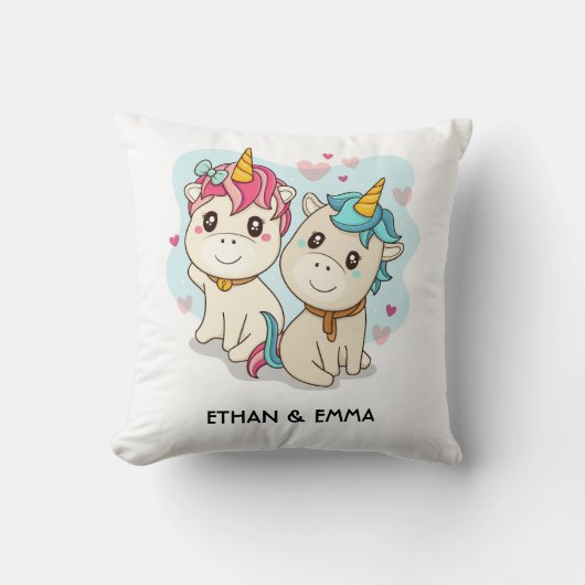 Niedlicher Einhorntag Personalisierter Valentinsta Kissen (Vorderseite)