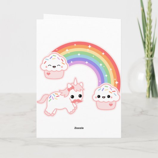 Niedlicher Einhornurlaub Feiertagskarte (Rückseite)