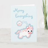 Niedlicher Einhornurlaub Feiertagskarte (Vorderseite)