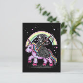Niedlicher Einicorn Sensenmann Rainbow Pastel Goth Postkarte (Stehend Vorderseite)