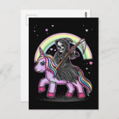 Niedlicher Einicorn Sensenmann Rainbow Pastel Goth Postkarte (Vorne/Hinten)