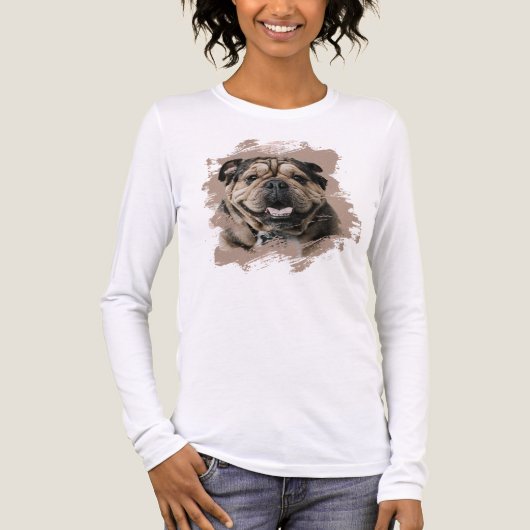 Niedlicher Einzigartiger Bulldog oder Ihre Foto Gr Tri-Blend Shirt (Vorderseite)