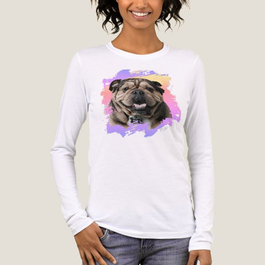 Niedlicher Einzigartiger Bulldog oder Ihre Foto Gr Tri-Blend Shirt (Vorderseite)