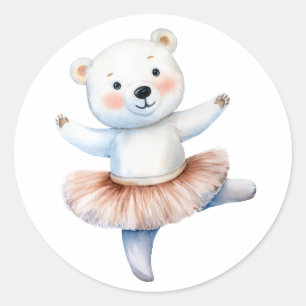 Niedlicher Eisbär Ballerina Tanzballerina Runder Aufkleber