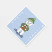 Niedlicher Eisbär Blaues Weihnachtsbuch Napkin Serviette (Ecke)