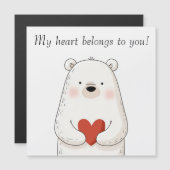 Niedlicher Eisbär, der ein rotes Herz umarmt - Lie Magnetkarte (Vorne/Hinten)