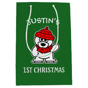 Niedlicher Eisbär des Babys personalisiert Mittlere Geschenktüte