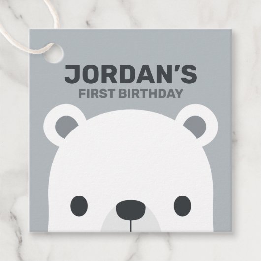 Niedlicher Eisbär Geburtstag Geschenkanhänger (Vorderseite)