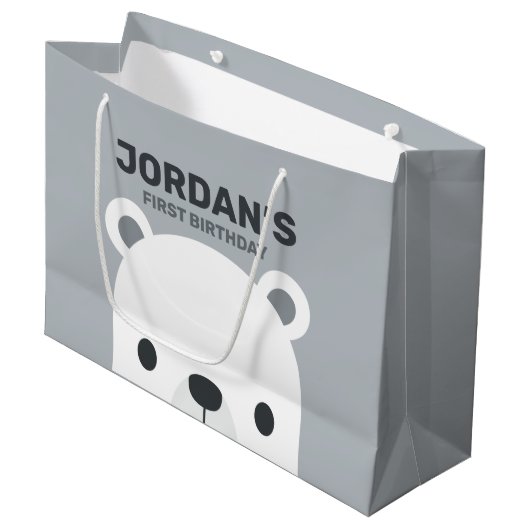 Niedlicher Eisbär Geburtstag Große Geschenktüte (Vorderseite Schrägansicht)