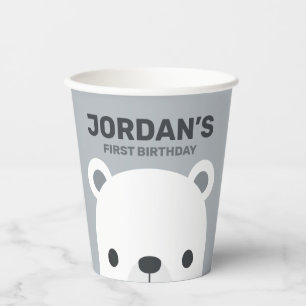 Niedlicher Eisbär Geburtstag Pappbecher