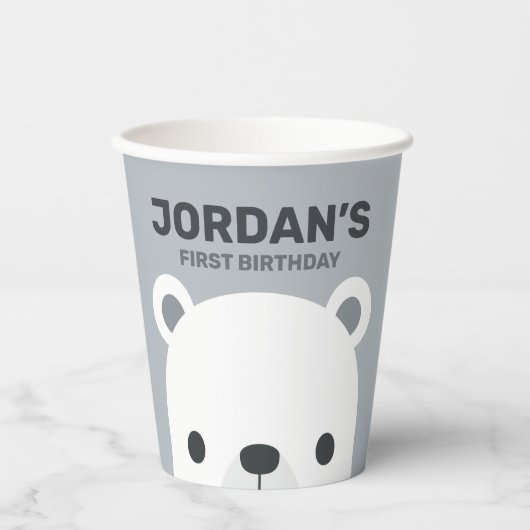 Niedlicher Eisbär Geburtstag Pappbecher (Vorderseite)