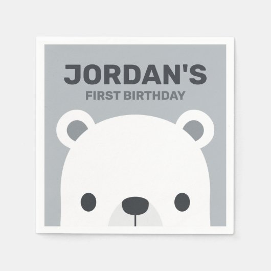Niedlicher Eisbär Geburtstag Serviette (Vorderseite)