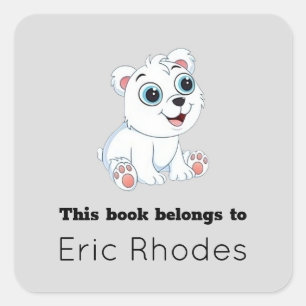 Niedlicher Eisbär grau Quadratischer Aufkleber