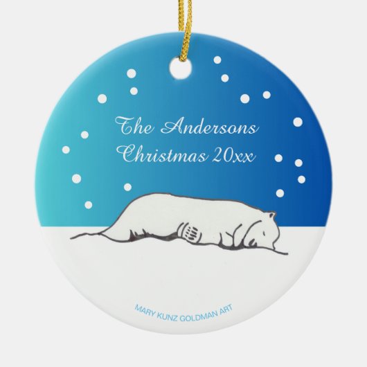 Niedlicher Eisbär handGezeichnet Original Art Anim Keramik Ornament (Vorne)