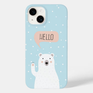 Niedlicher Eisbär im Schnee sagt Hallo Case-Mate iPhone 14 Hülle