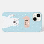 Niedlicher Eisbär im Schnee sagt Hallo Case-Mate iPhone Hülle (Rückseite (Horizontal))