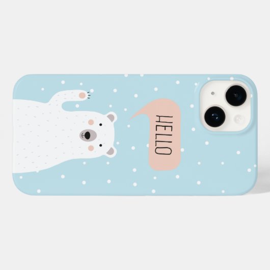 Niedlicher Eisbär im Schnee sagt Hallo Case-Mate iPhone Hülle (Rückseite (Horizontal))