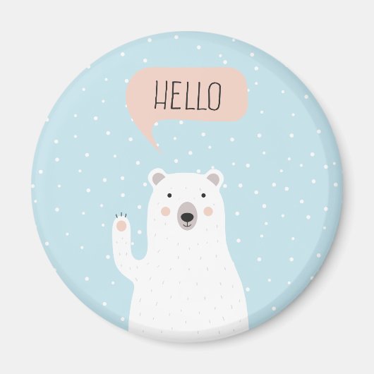 Niedlicher Eisbär im Schnee sagt Hallo Magnet (Vorne)