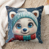 Niedlicher Eisbär im Winter Scarf Kissen (Decke)