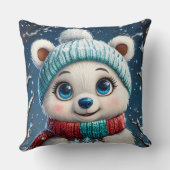 Niedlicher Eisbär im Winter Scarf Kissen (Rückseite)