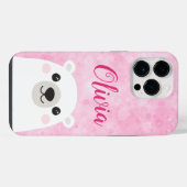 Niedlicher Eisbär individuelle Name rosa iPhone Hülle (Rückseite (Horizontal))
